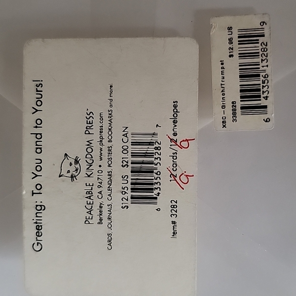 Peaceable Kingdom Press Christmas Cards, Grinch/ Trumpet, 9 Cards/Envelopes - Picture 6 of 6